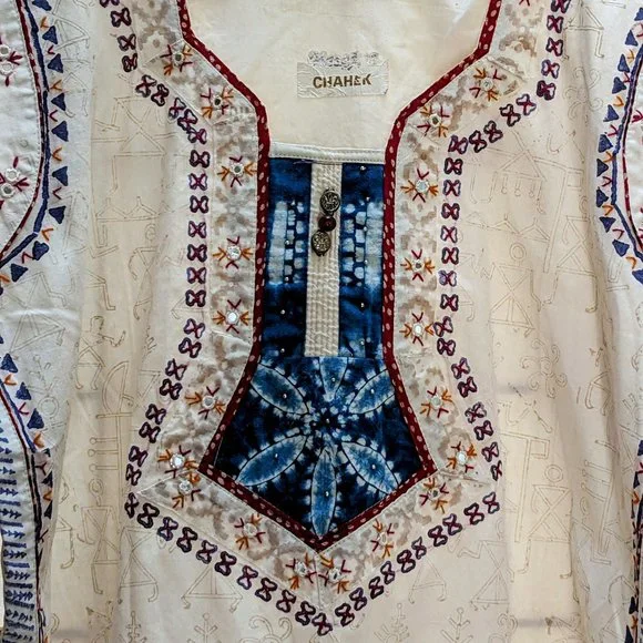 CHAHEK of India- Hand Batiked Full-Length Tunic - Picture 3 of 16